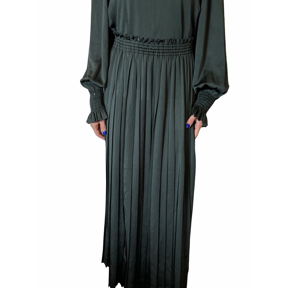 See By Chloe Skirt Set Outfit Coord Green Satin Top Pleated Midi Maxi Skirt 40 4 - Picture 10 of 16